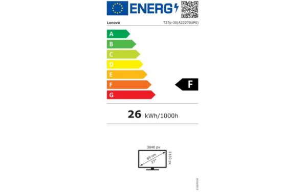 Lenovo Monitor ThinkVision T27p-30 (6ms, 1000:1, HDMI, DP, DP-out, USB Type-C) – Bild 3