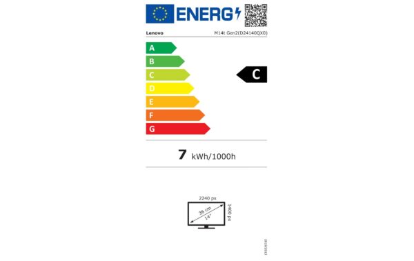 Lenovo Monitor ThinkVision M14t Gen. 2 (6ms, 1500:1, 2x USB-C) – Bild 3