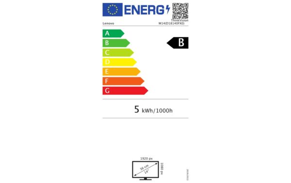Lenovo Monitor ThinkVision M14 USB-C (6ms, 700:1, 2x USB-C) – Bild 3